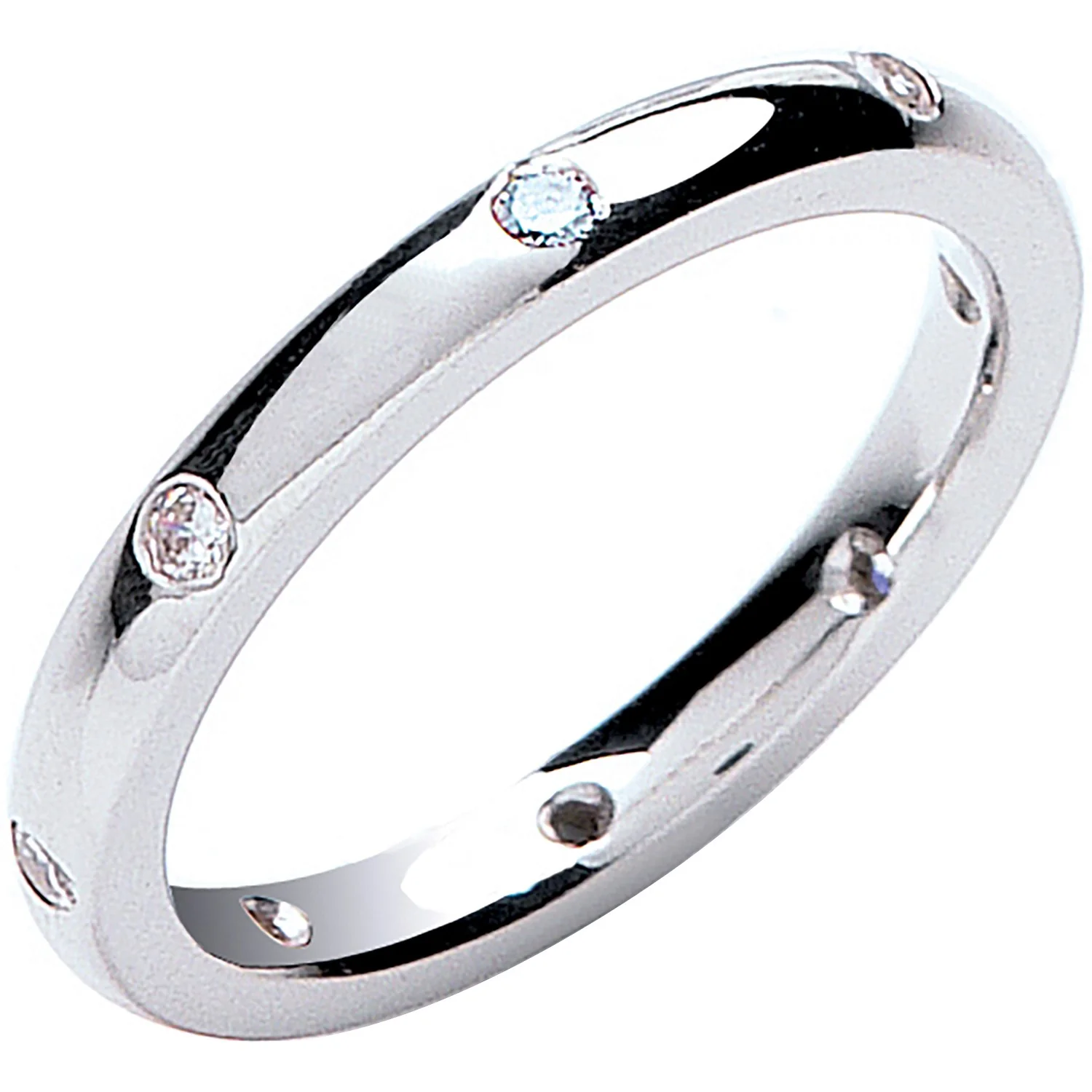 0.13ctw 8st Brilliant Cut Diamond Set 2mm Court Platinum Wedding Band