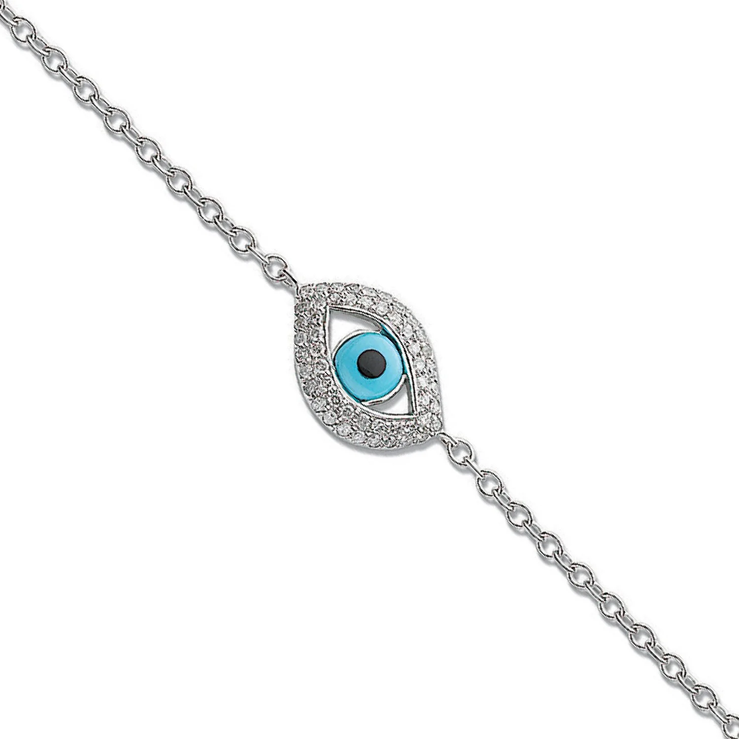 18ct White Gold 0.30ct Evil Eye Diamond Bracelet
