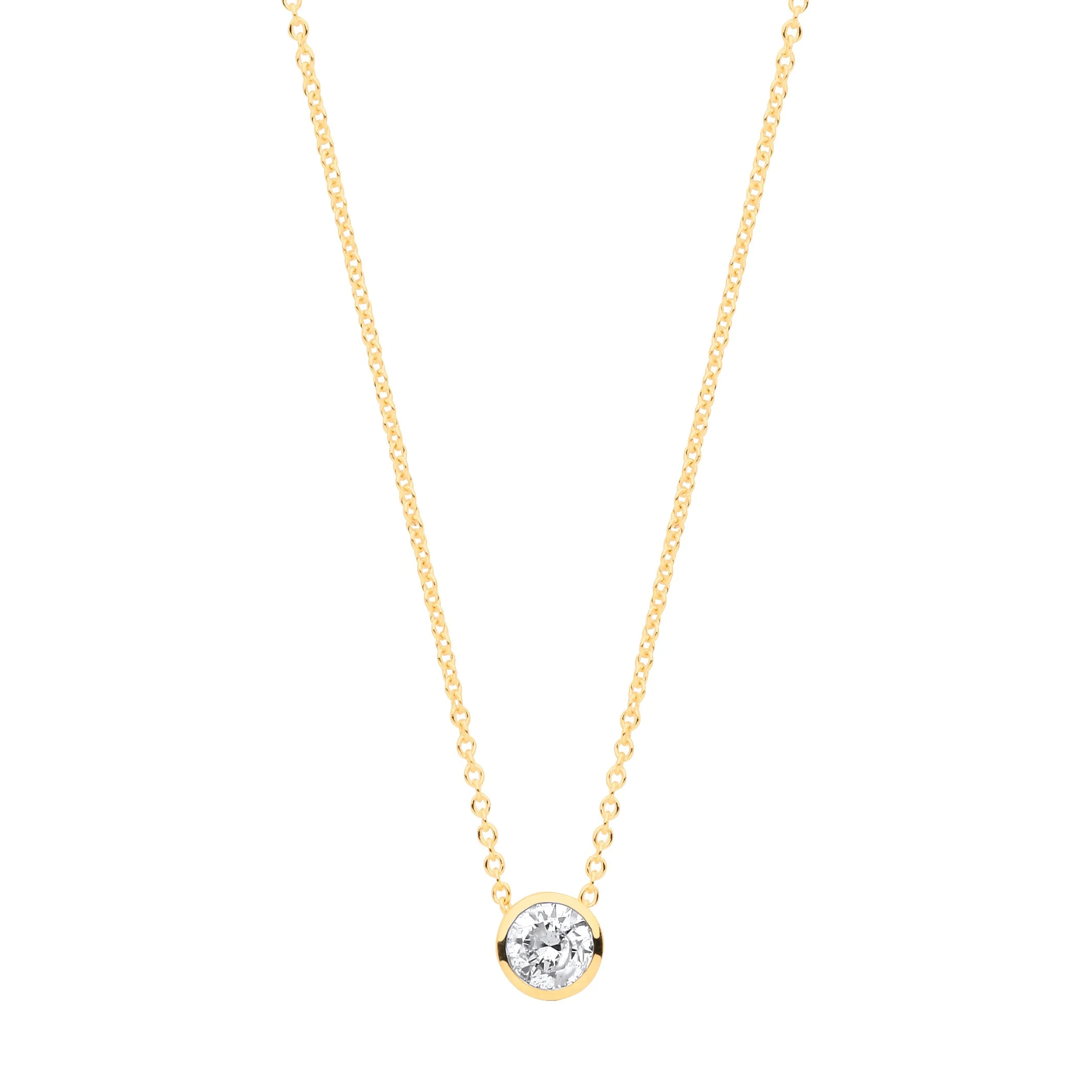 18ct Yellow gold 0.25ctw G-SI Rubover Diamond Pendant 18inch/45cm chain