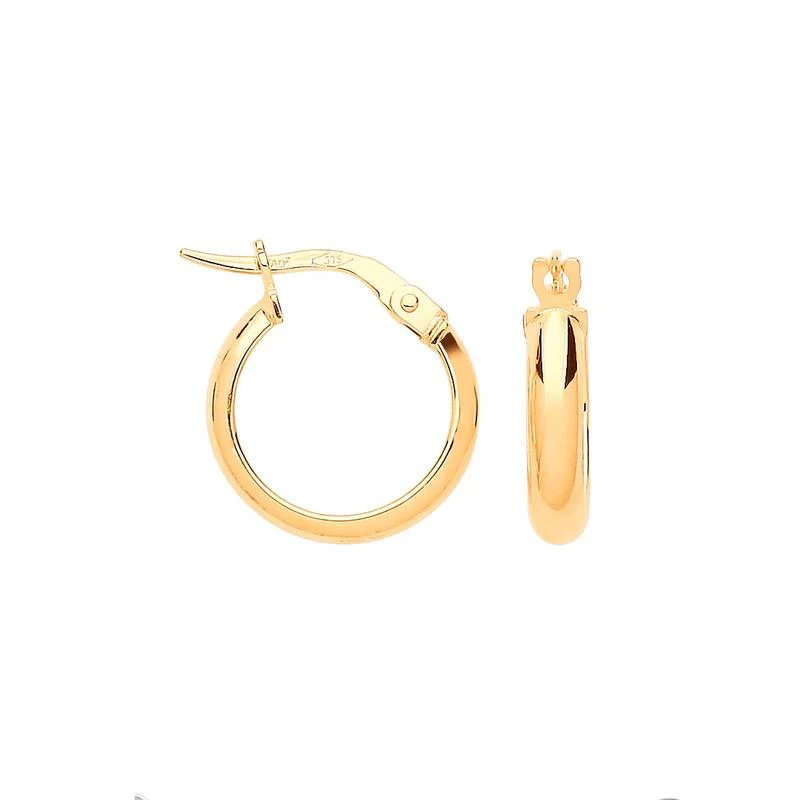 9ct gold hoop small earrings 14mm