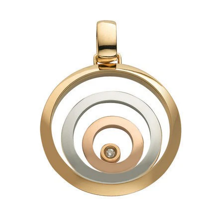 9ct Three Colour Gold 0.01ct Diamond Floating Circle Pendant