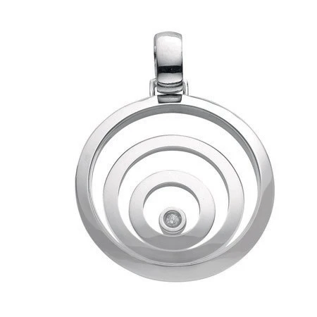 9ct White Gold 0.02ct Diamond Floating Circle Pendant