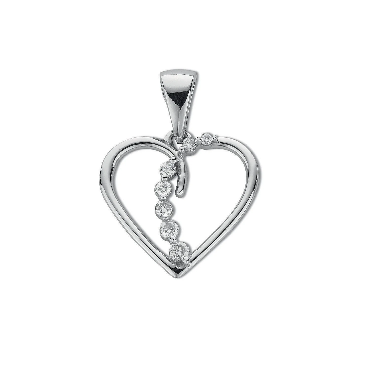 9ct White Gold 0.10ct Diamond Heart Pendant