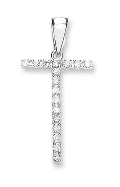 9ct White Gold 0.15ct Diamond T Initial