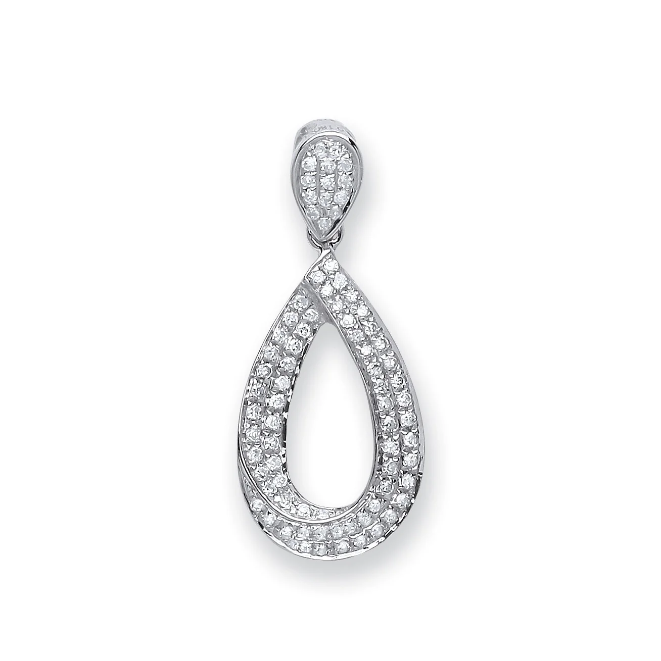 9ct White Gold 0.20ct Pear Diamond Drop Pendant