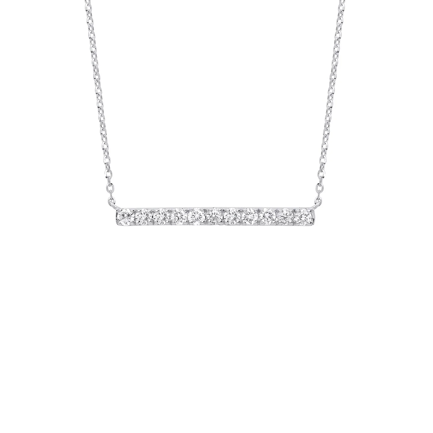 9ct White Gold 0.33ct Diamond Bar Necklace