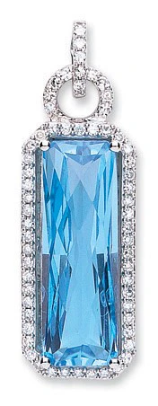 9ct White Gold Diamond & Blue Topaz Pendant