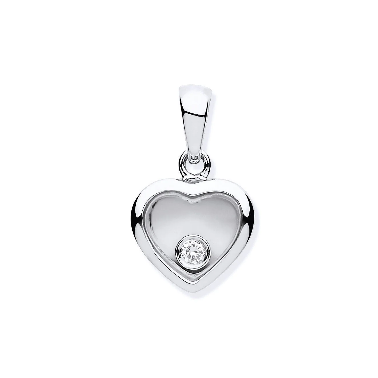 9ct White Gold Floating 0.01ct Diamond Small Heart Pendant
