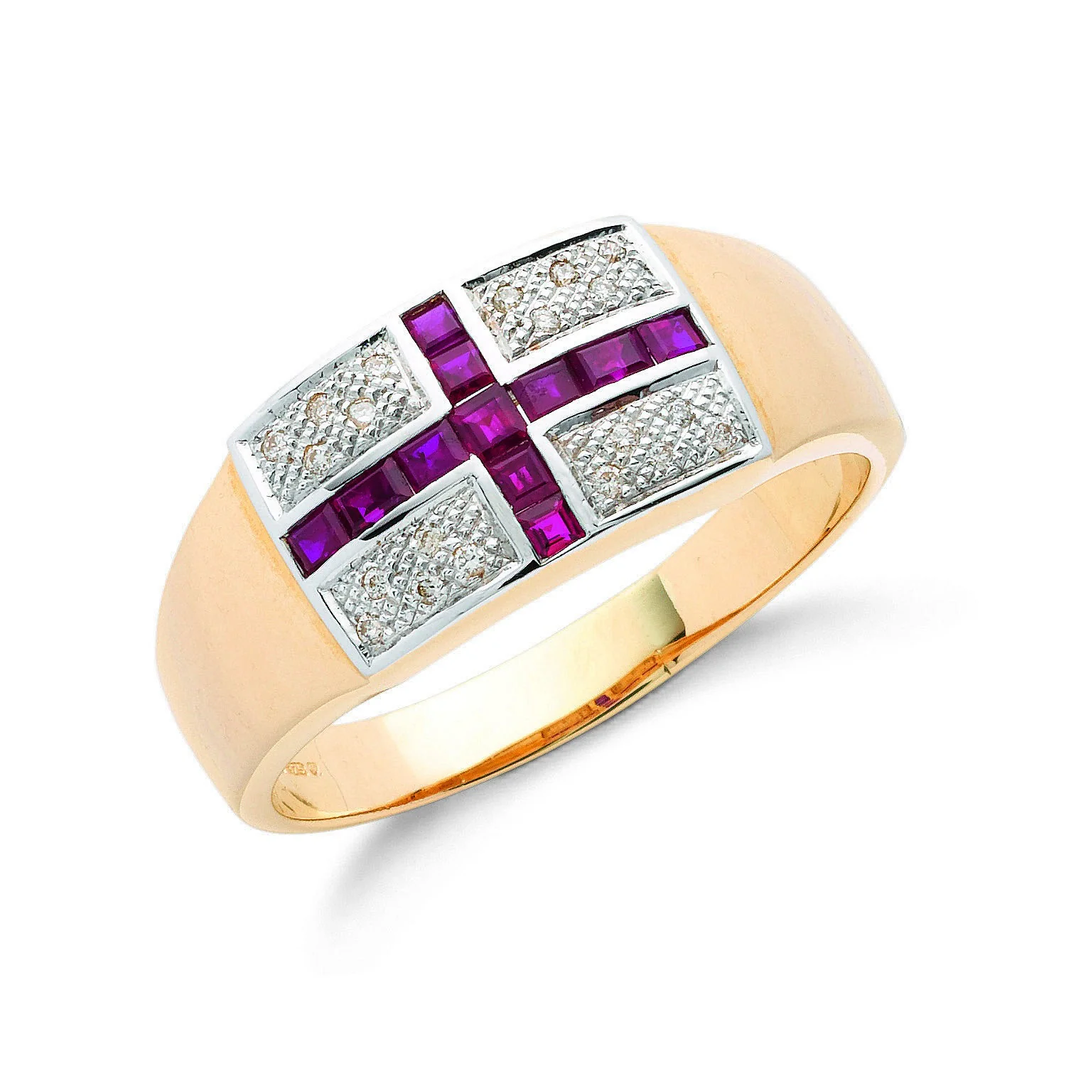 9ct Yellow Gold 0.12ct Diamond & 0.72 ct Ruby Saint George Ring