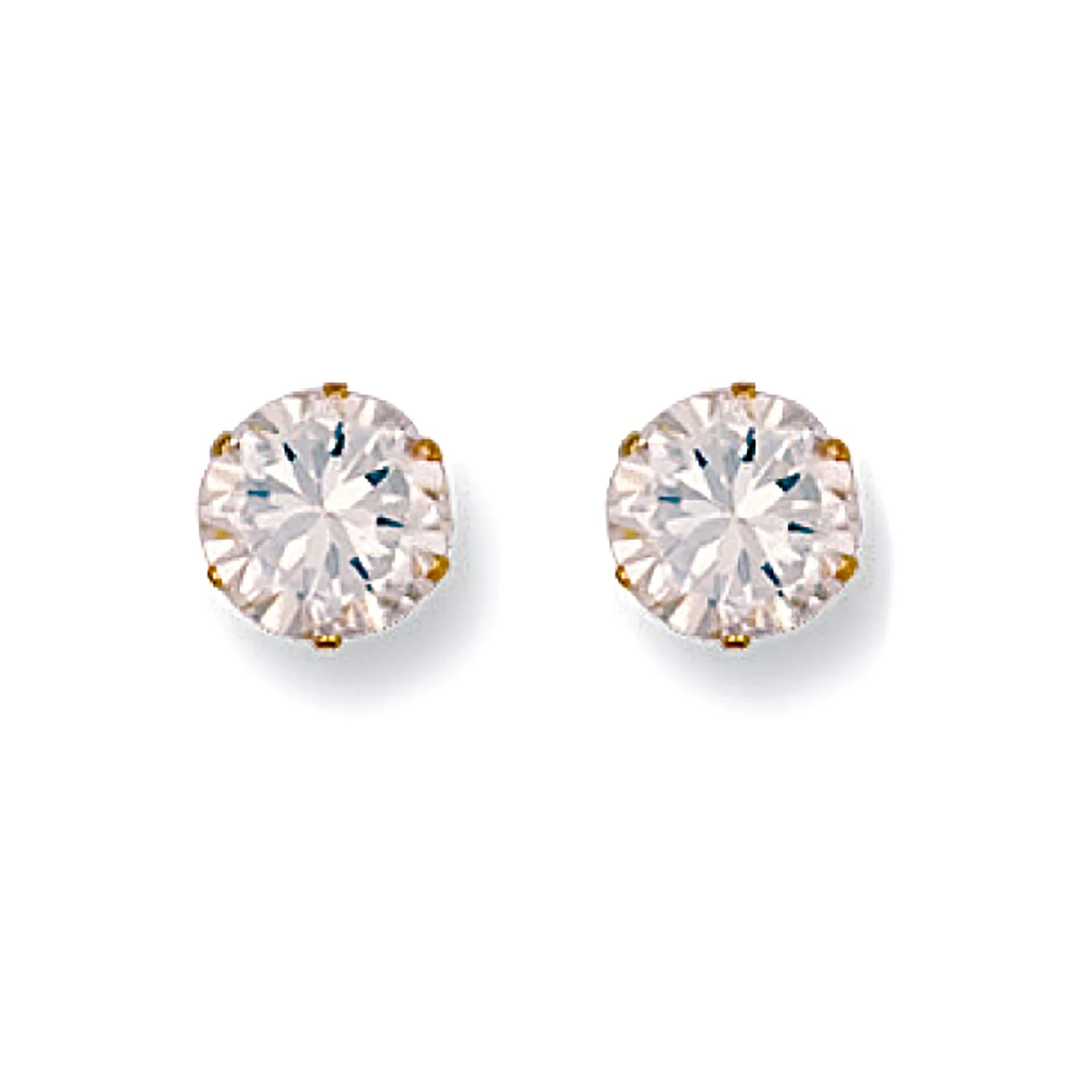 9ct Yellow Gold 7mm Claw Set Cz Studs