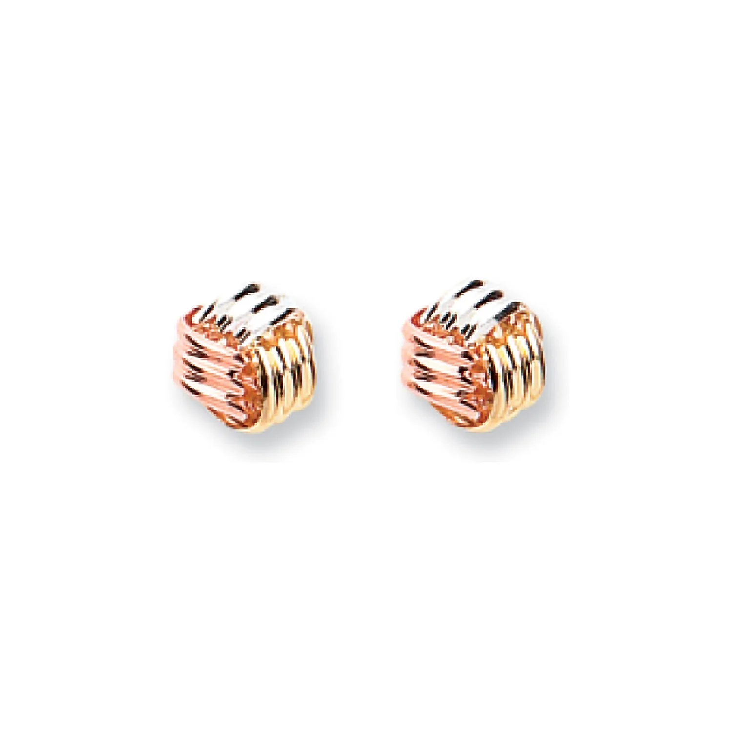 9ct Yellow Gold White Gold & Rose Gold Fancy Knot Studs