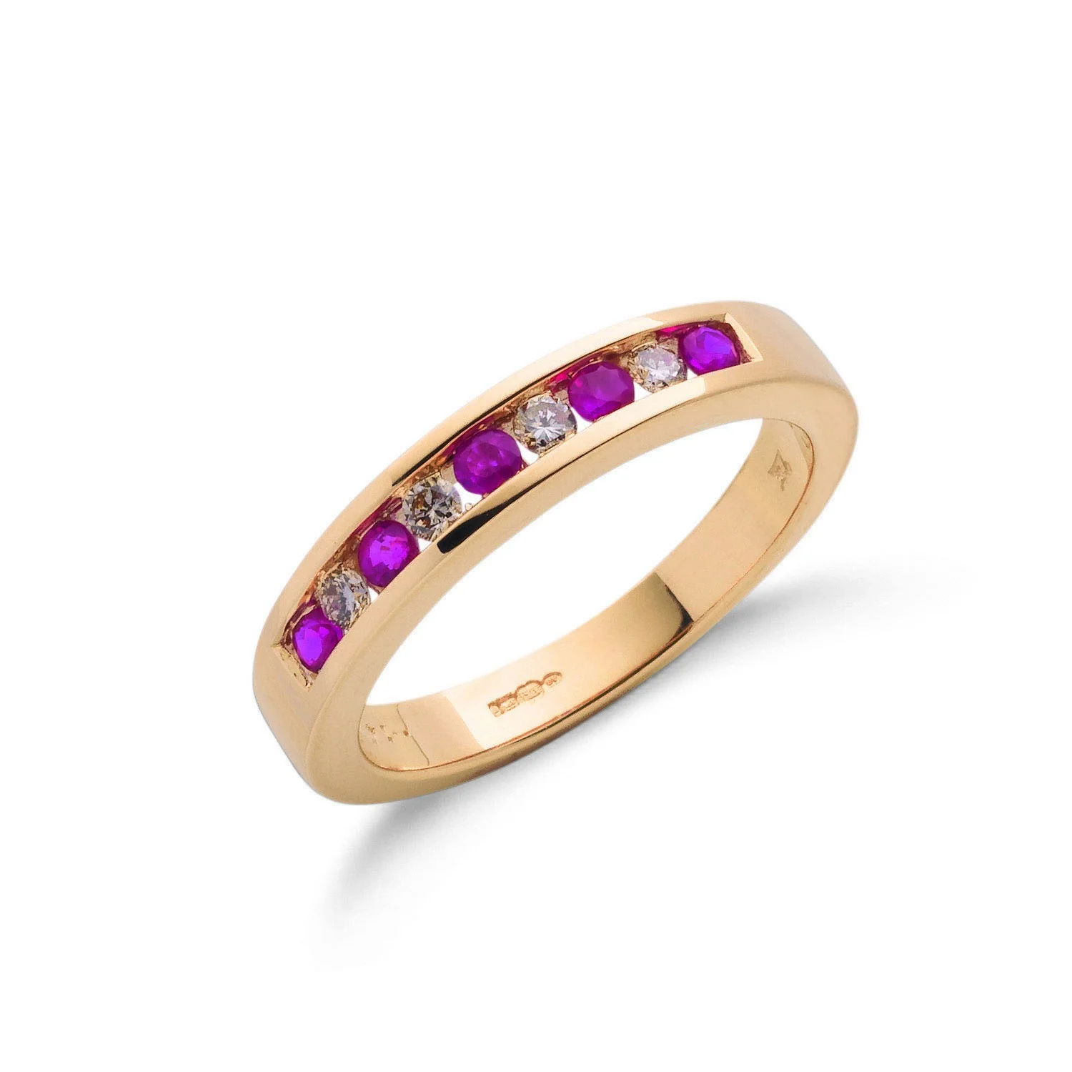 9ct Yellow Gold 0.14ct Diamond & 0.31ct Ruby Eternity Ring