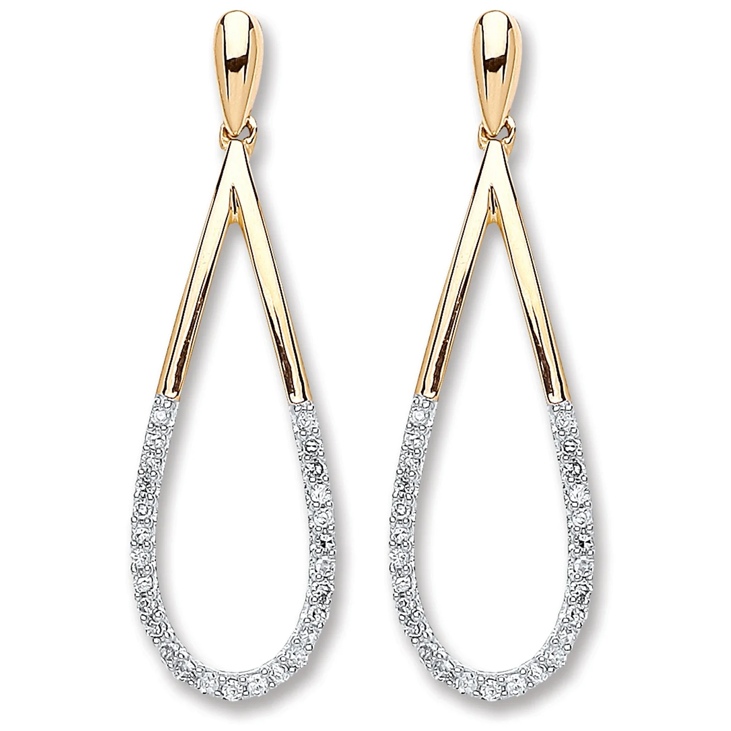 9ct Yellow Gold 0.15ct Dia Drop Earrings
