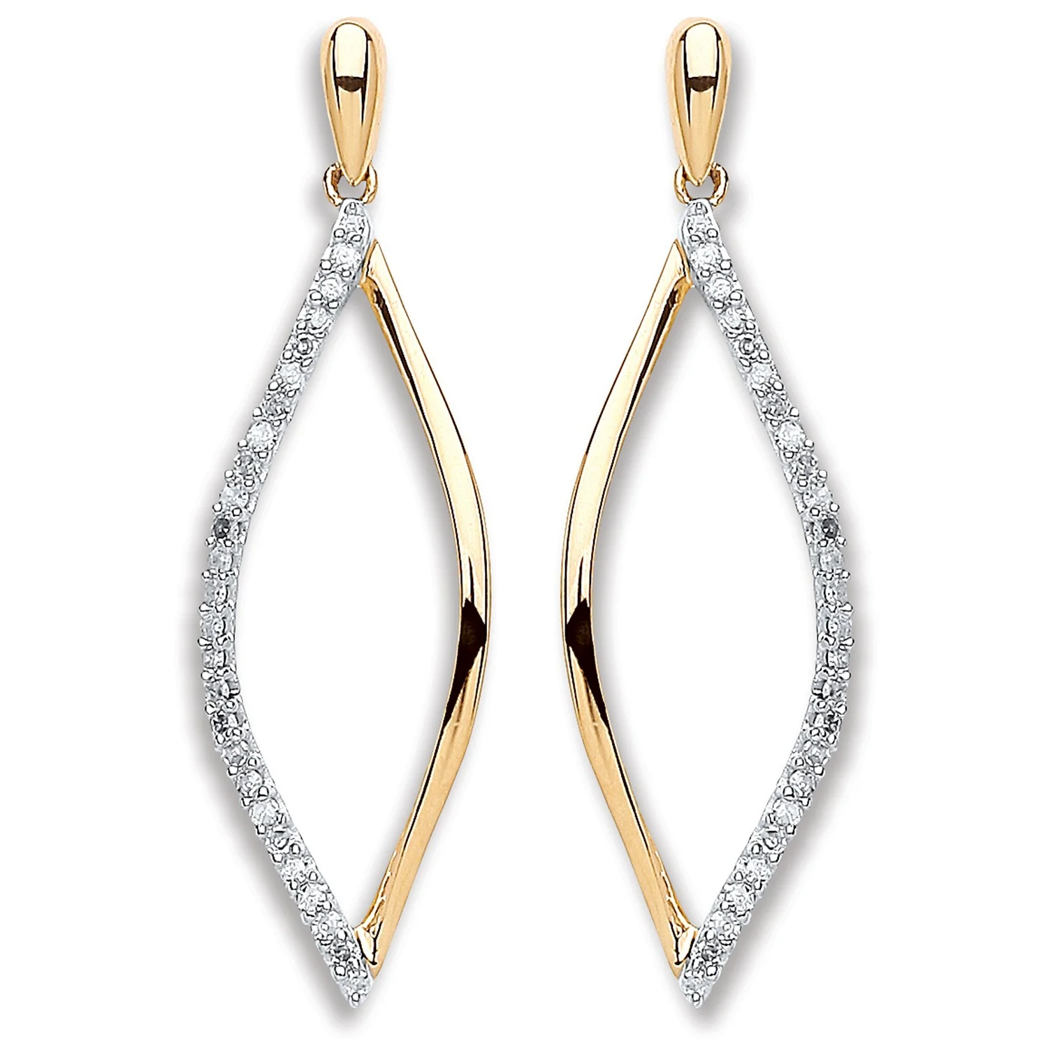 9ct Yellow Gold 0.15ct Dia Drop Earrings