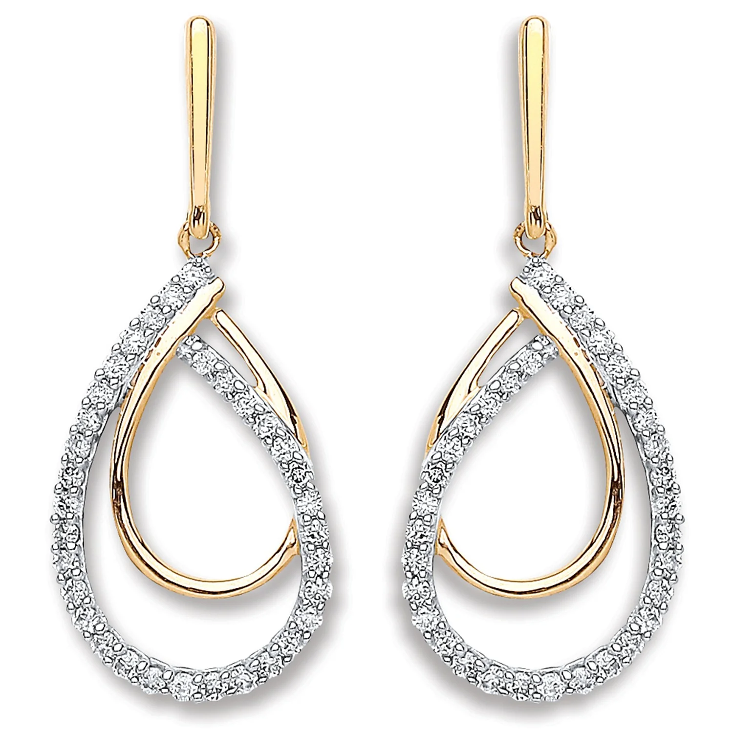 9ct Yellow Gold 0.20ct Dia Drop Earrings