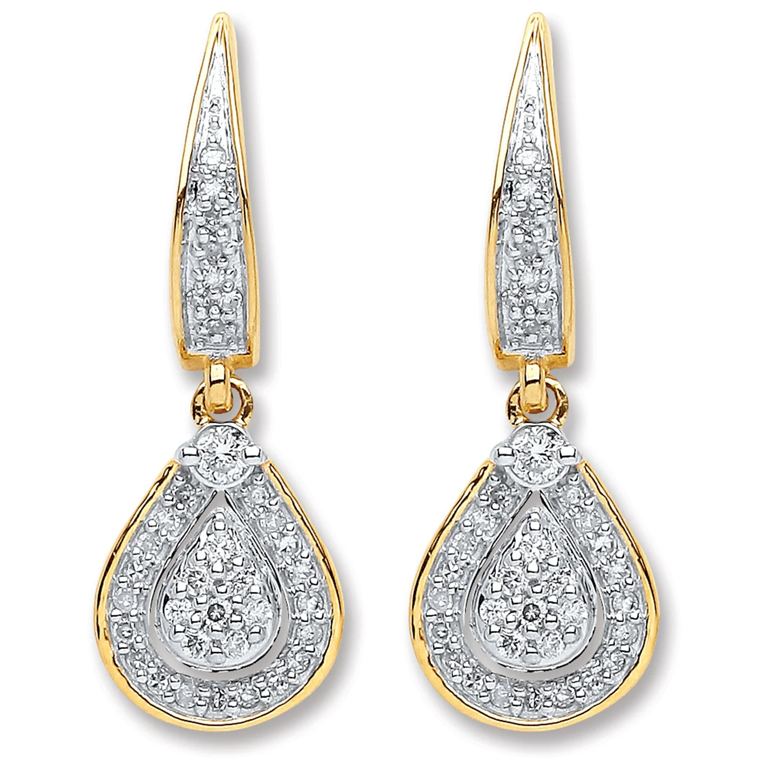 9ct Yellow Gold 0.25ct Dia Drop Earrings