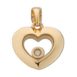 9ct Yellow Gold Floating Diamond Heart Pendant