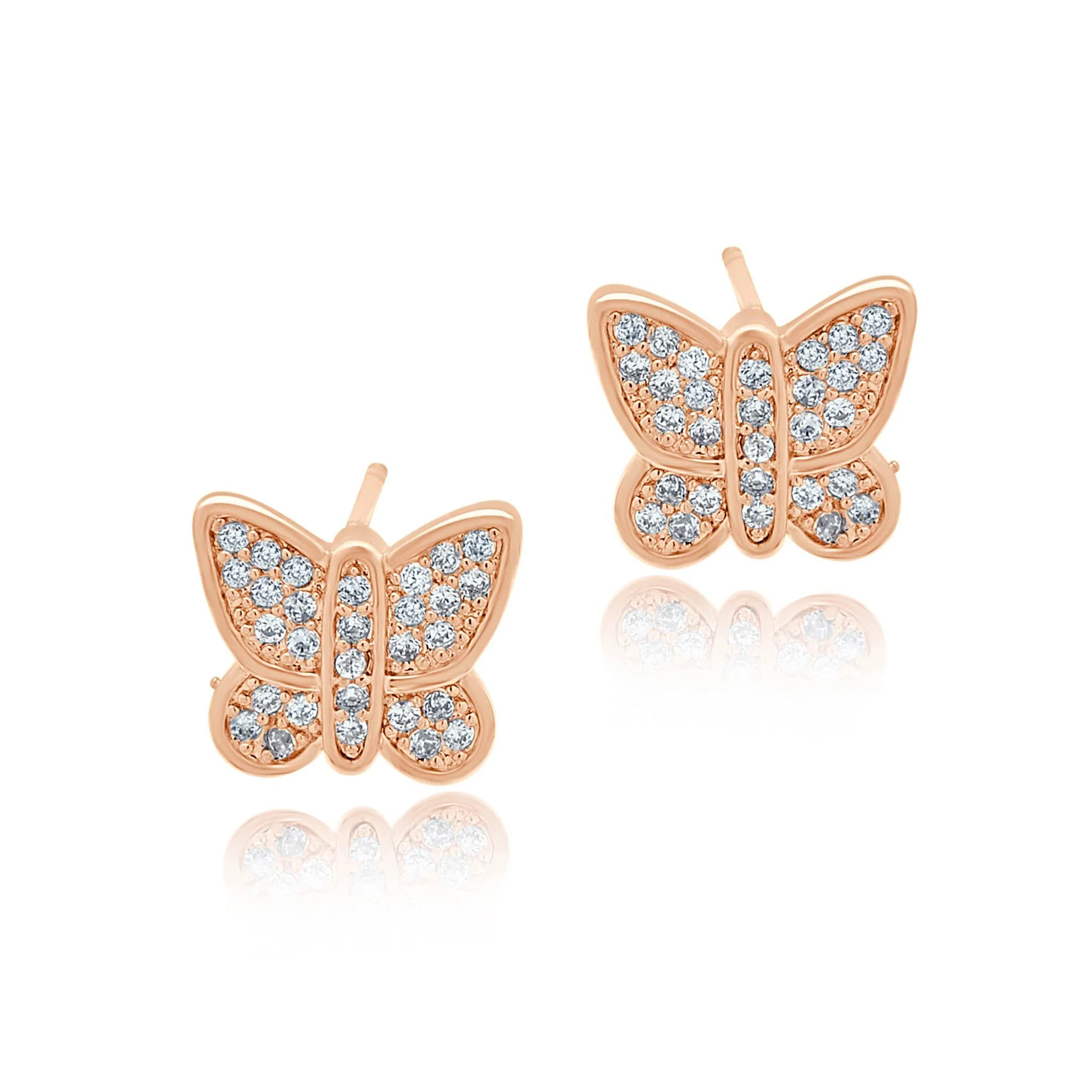 Butterfly rose gold effect stud earrings - Image 3