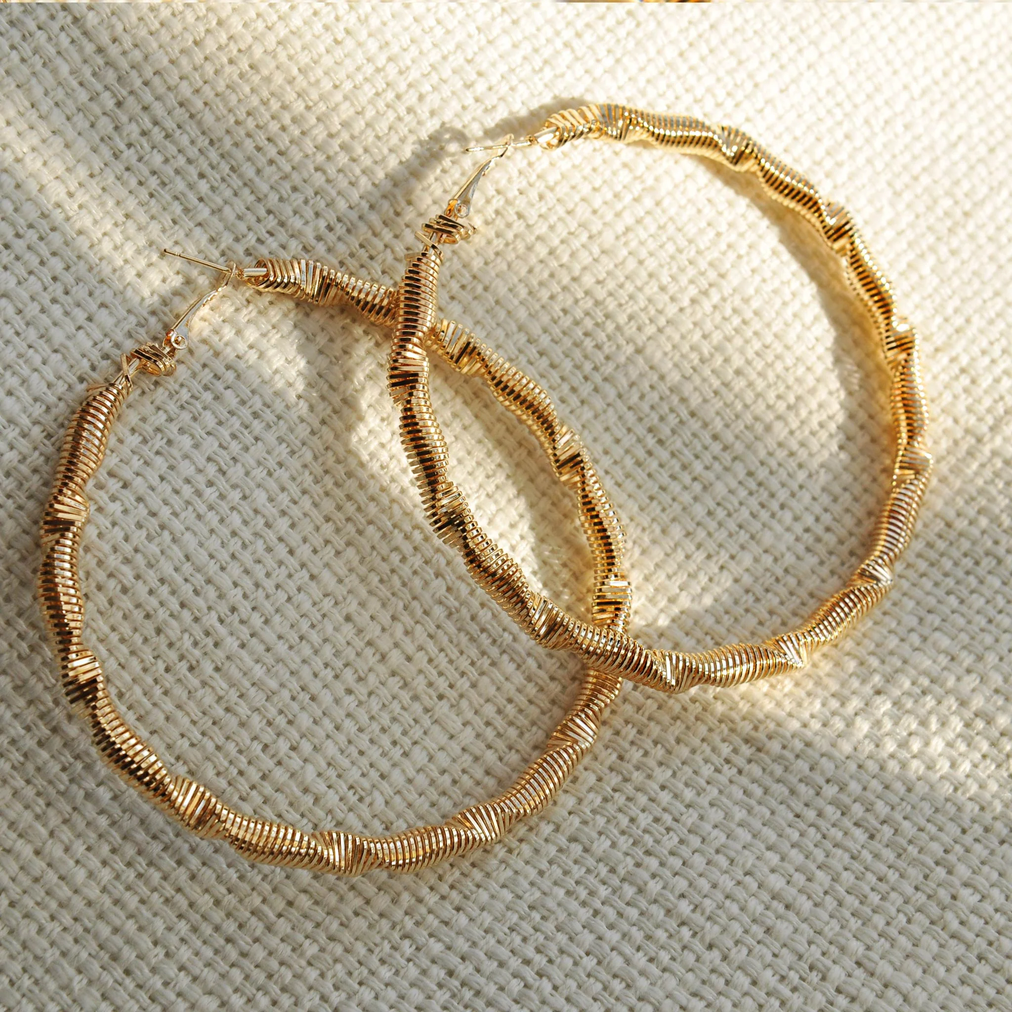 Riley gold effect twisted hoop earrings - Image 4