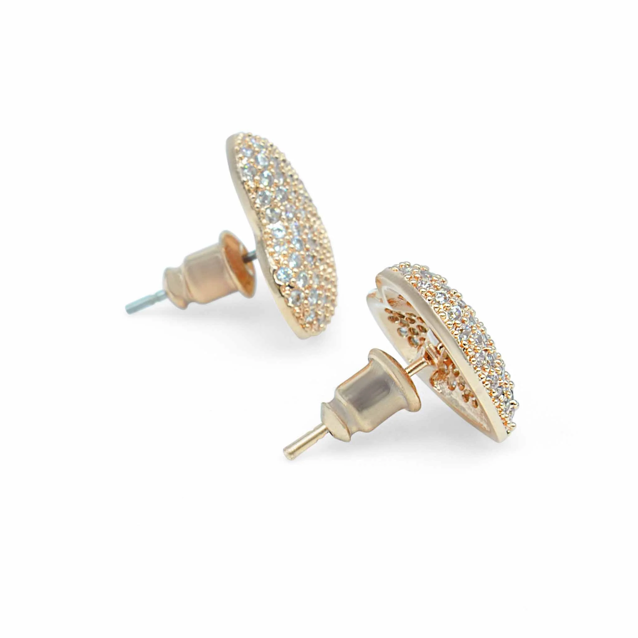 Dont break my heart rose gold effect pave heart studs - Image 3