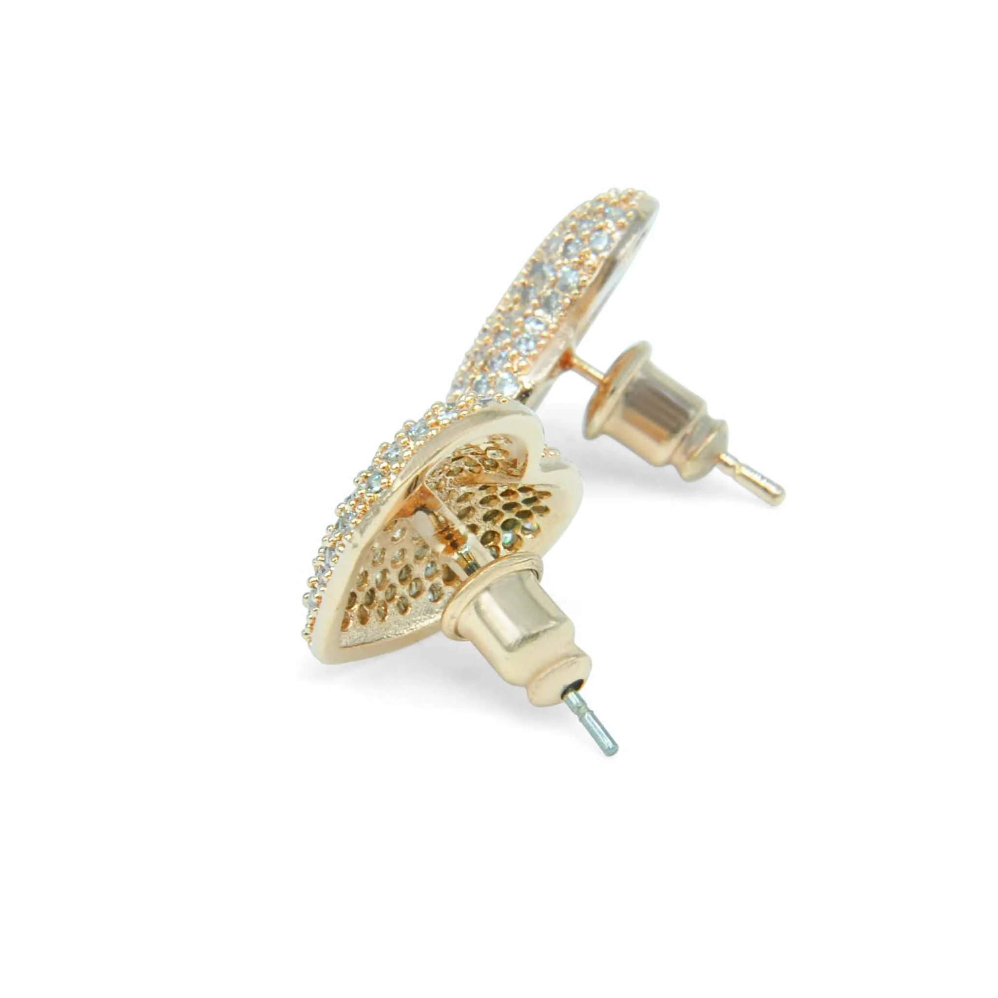Dont break my heart rose gold effect pave heart studs - Image 4