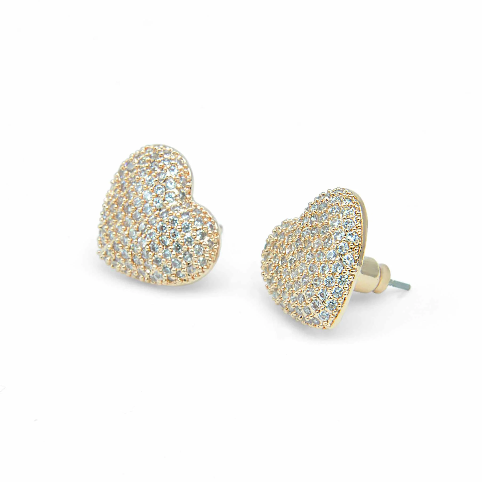 Dont break my heart rose gold effect pave heart studs - Image 5