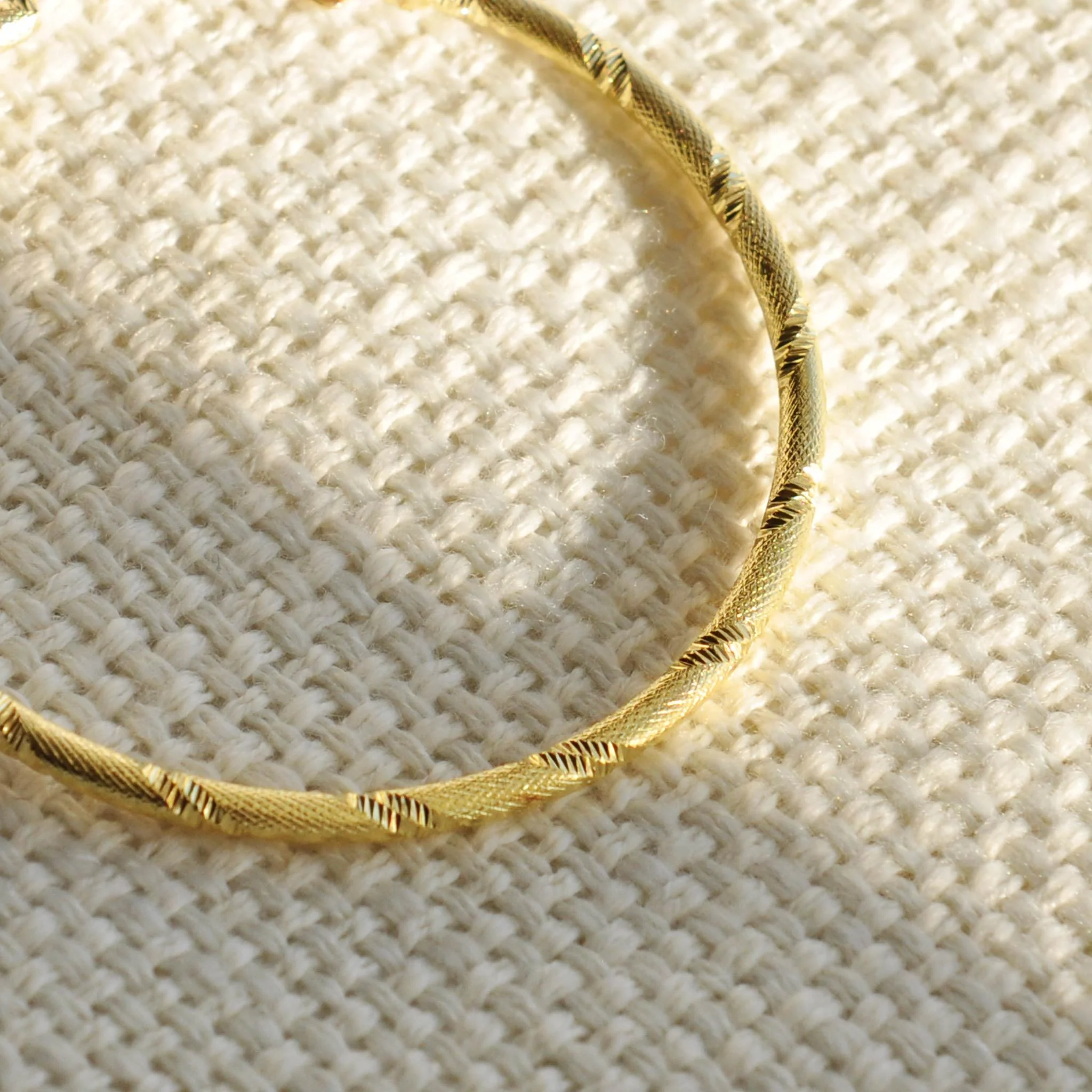 Whitney gold effect textured hoop earrings - Image 3
