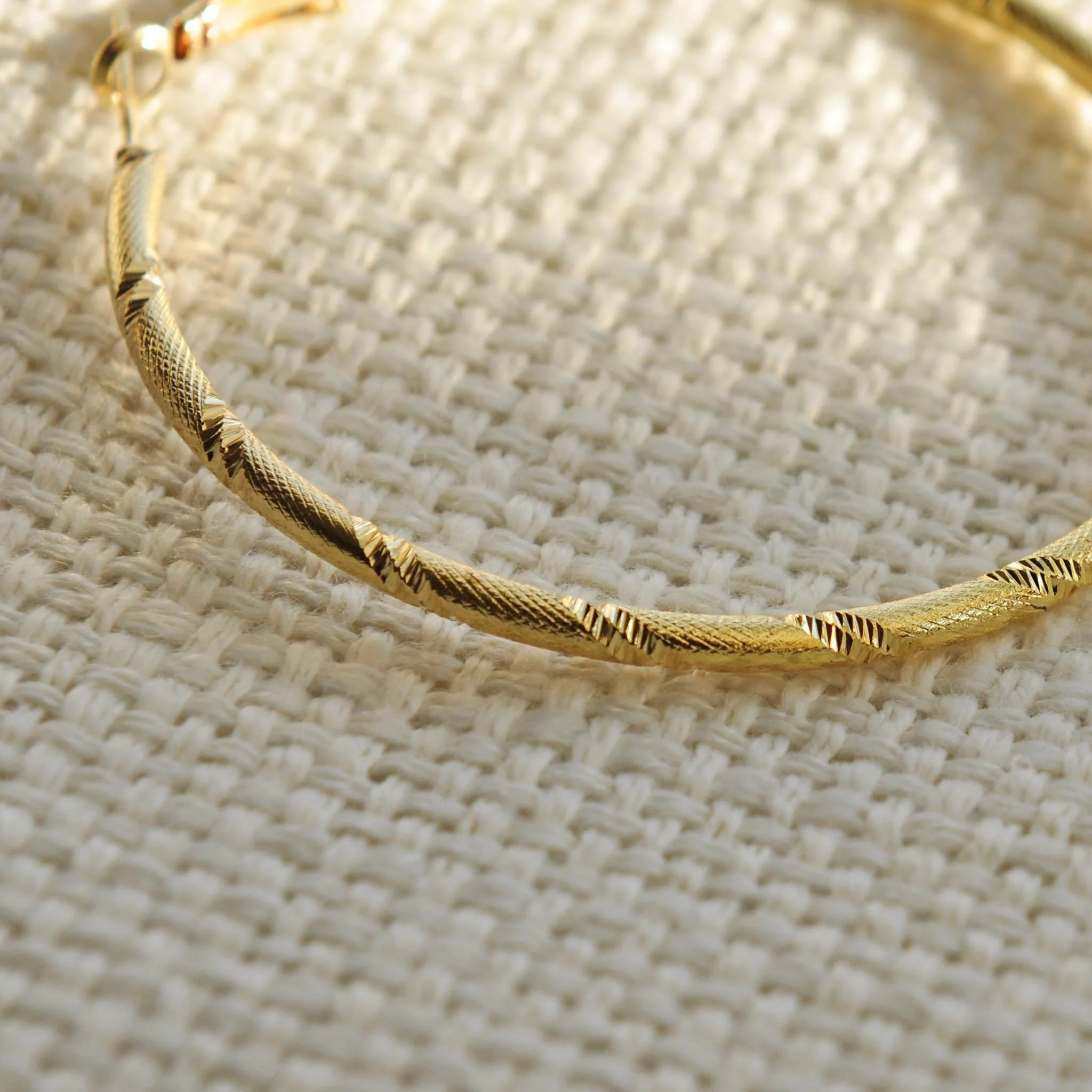 Whitney gold effect textured hoop earrings - Image 4