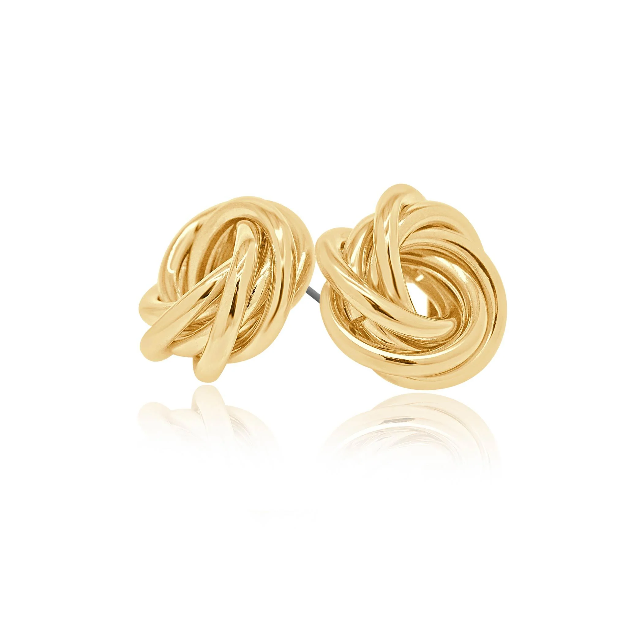 Halo intertwined gold effect stud earrings - Image 3