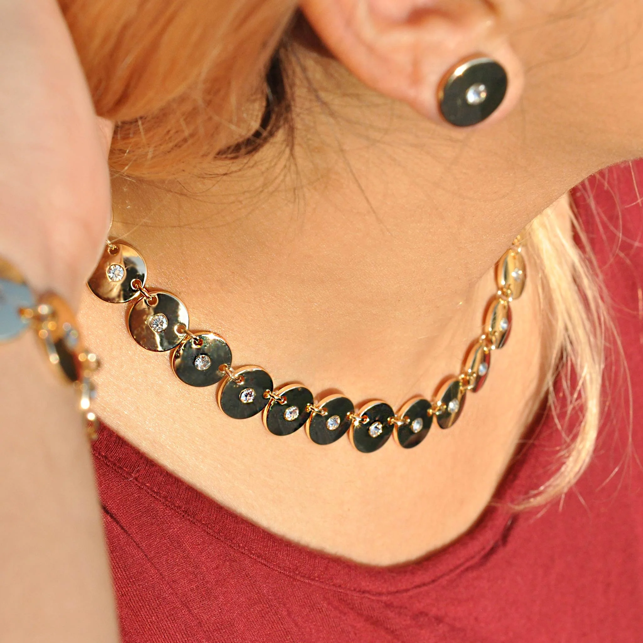 Irina Gold Button Necklace