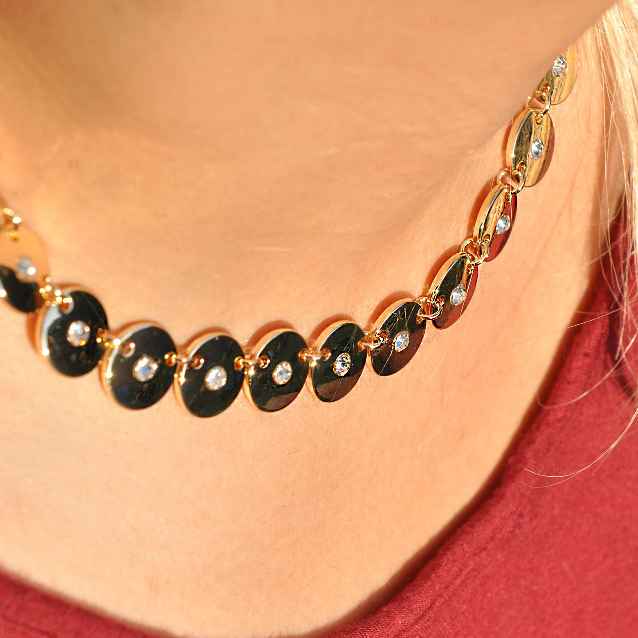 Irina Gold Button Necklace - Image 4