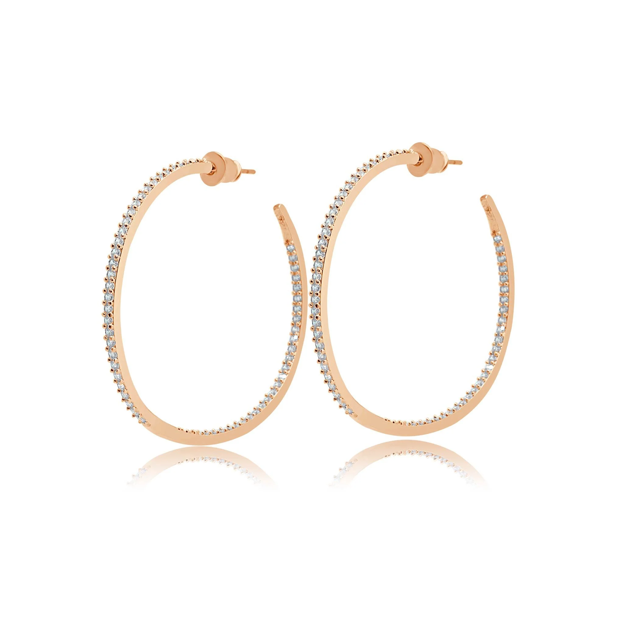 Jasmine crystal rose gold effect hoops - Image 3
