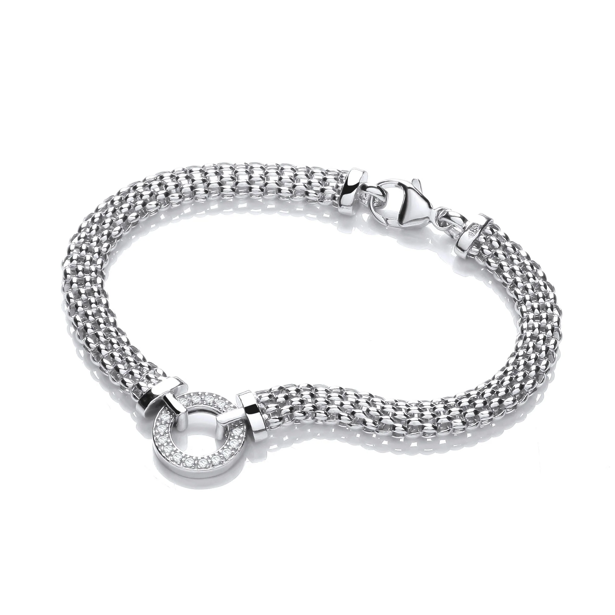 Mesh with Circle Cz's Bracelet 7"