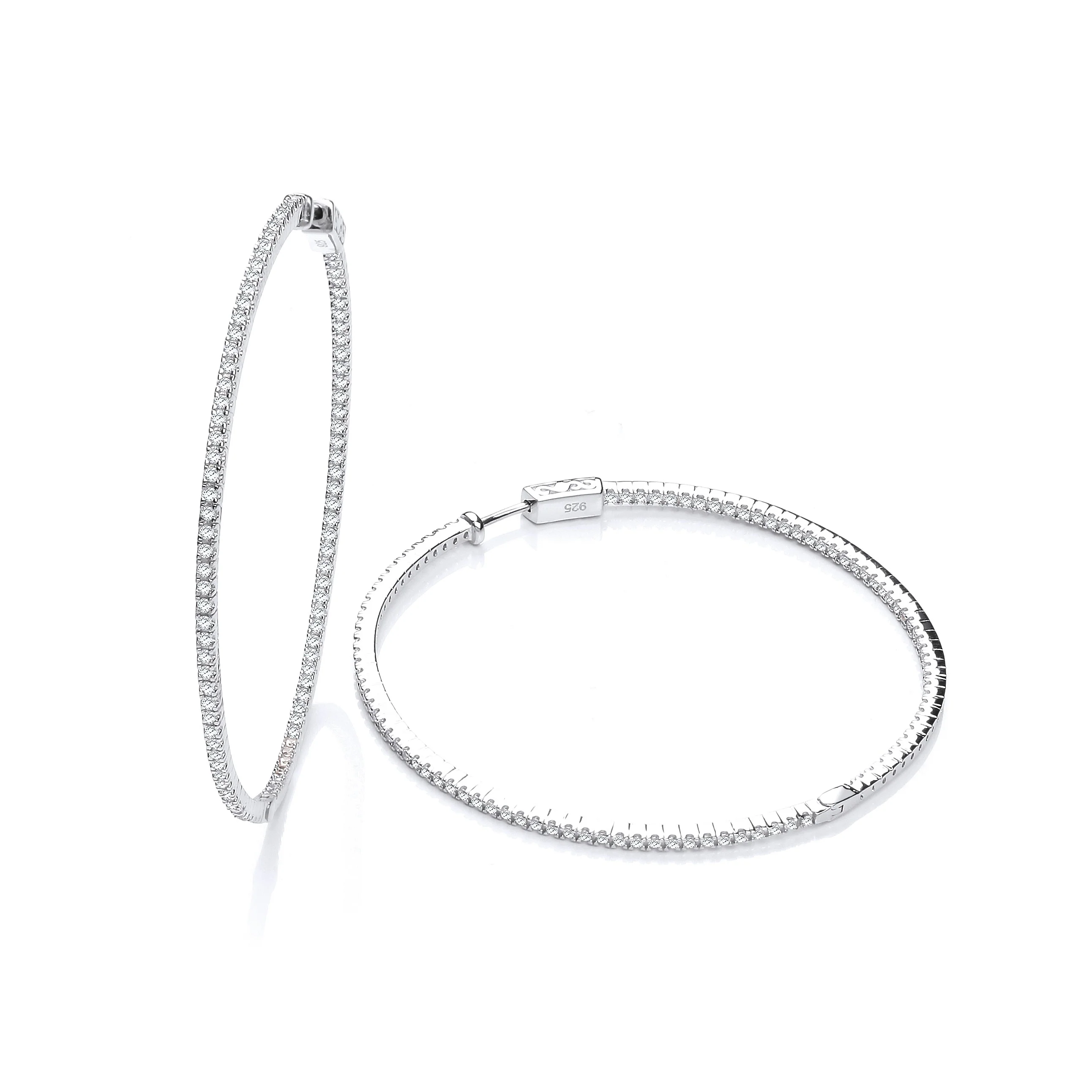 Micro Pave' 60mm Round Hoop CZ Earrings