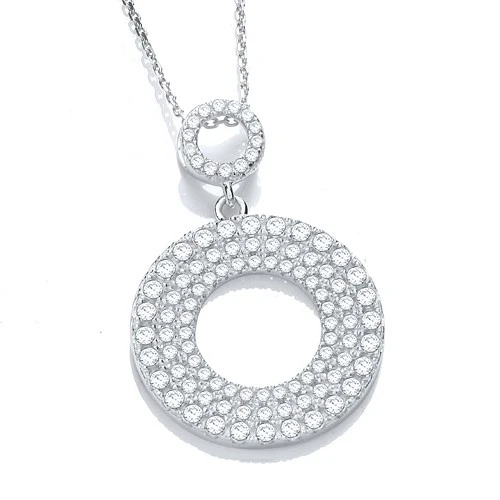 Micro Pave' Circle of Life Cz Pendant with 18" Chain