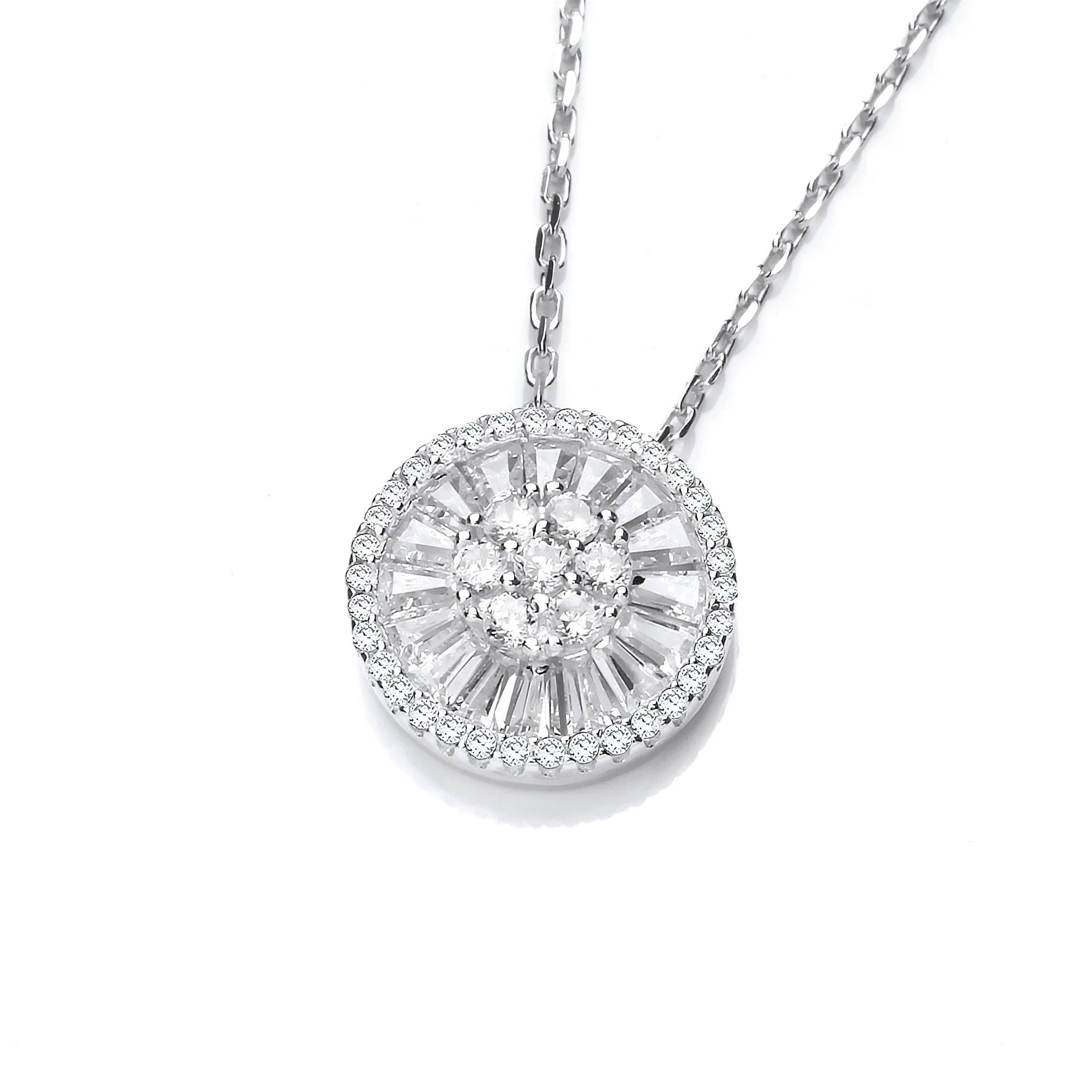 Micro Pave Cz's Circle of Life Silver Pendant with 18" Chain