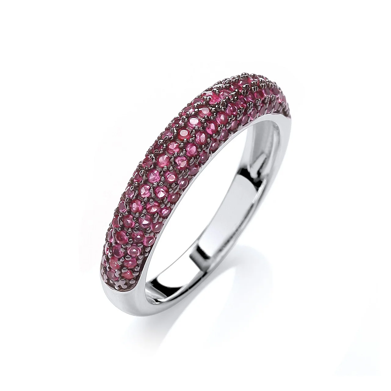Micro Pave' Dome Ring Deep Pink Cz