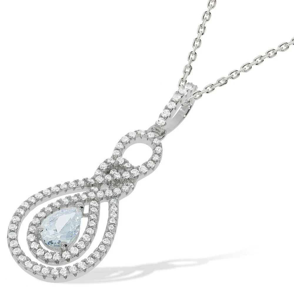 Micro Pave Fancy Cz Pendant with 18" Chain