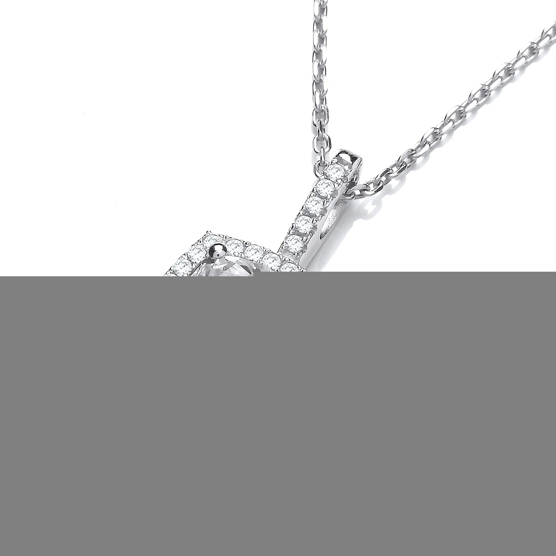 Micro Pave Princess Cut Cz Pendant with 18" Chain