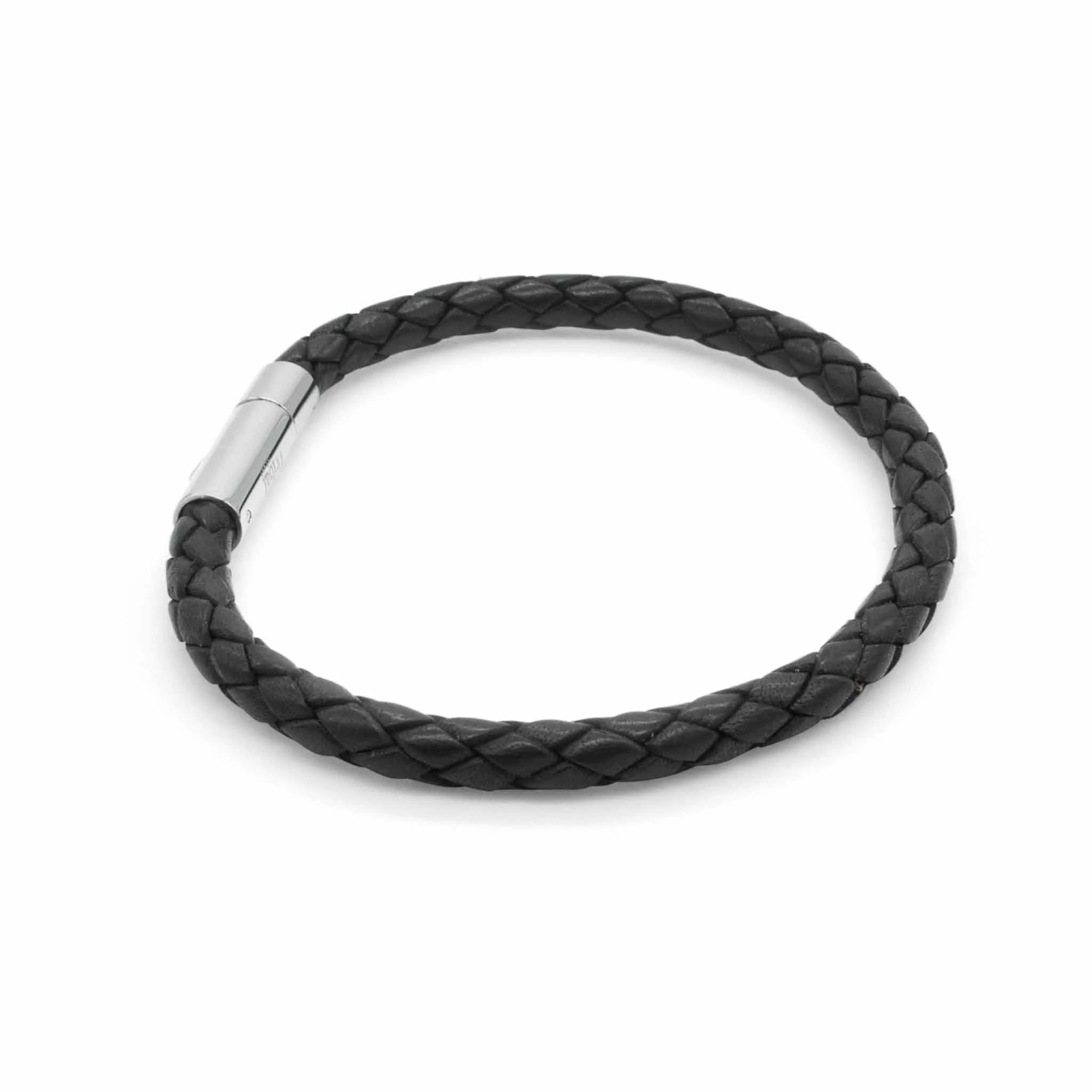 Oxford black leather plaited bracelet | ALPHA™ mens - Image 3