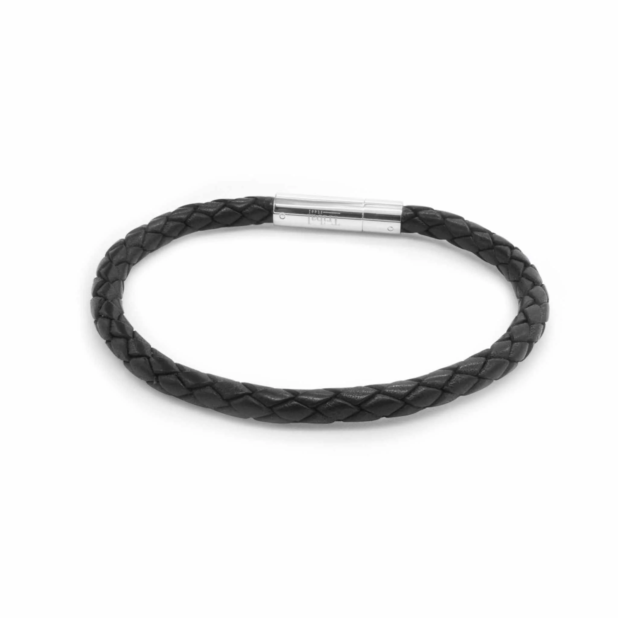 Oxford black leather plaited bracelet | ALPHA™ mens - Image 5