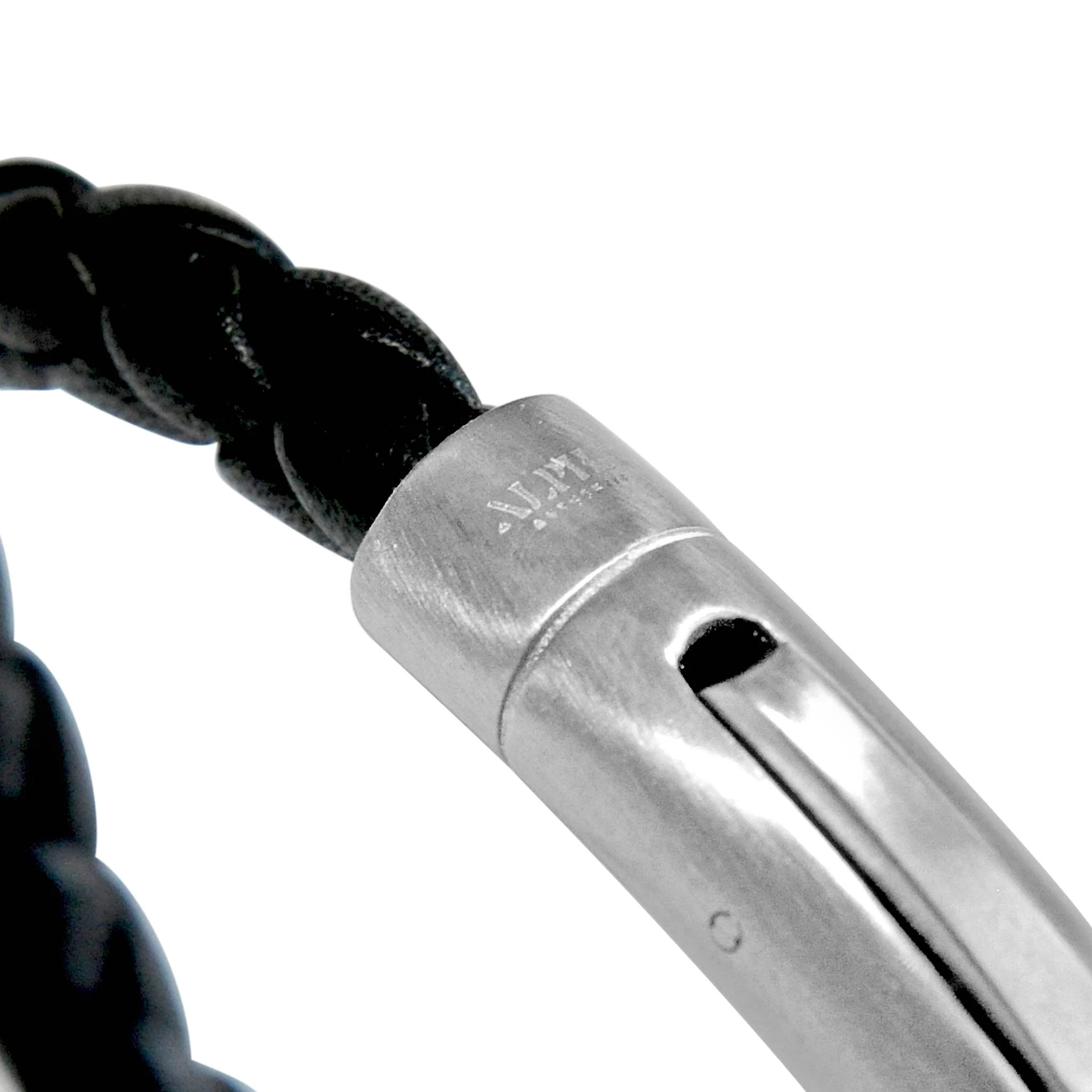 Phantom black leather stainless steel bracelet | ALPHA™ mens - Image 3