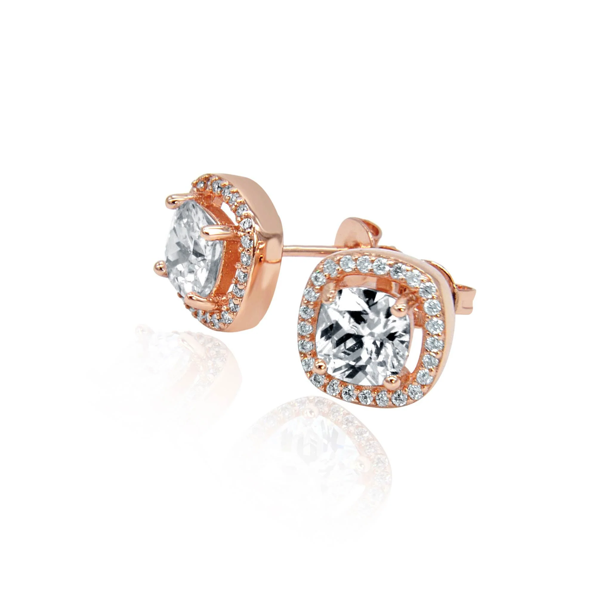 Rose gold effect crystal stud earrings Harper - Image 4