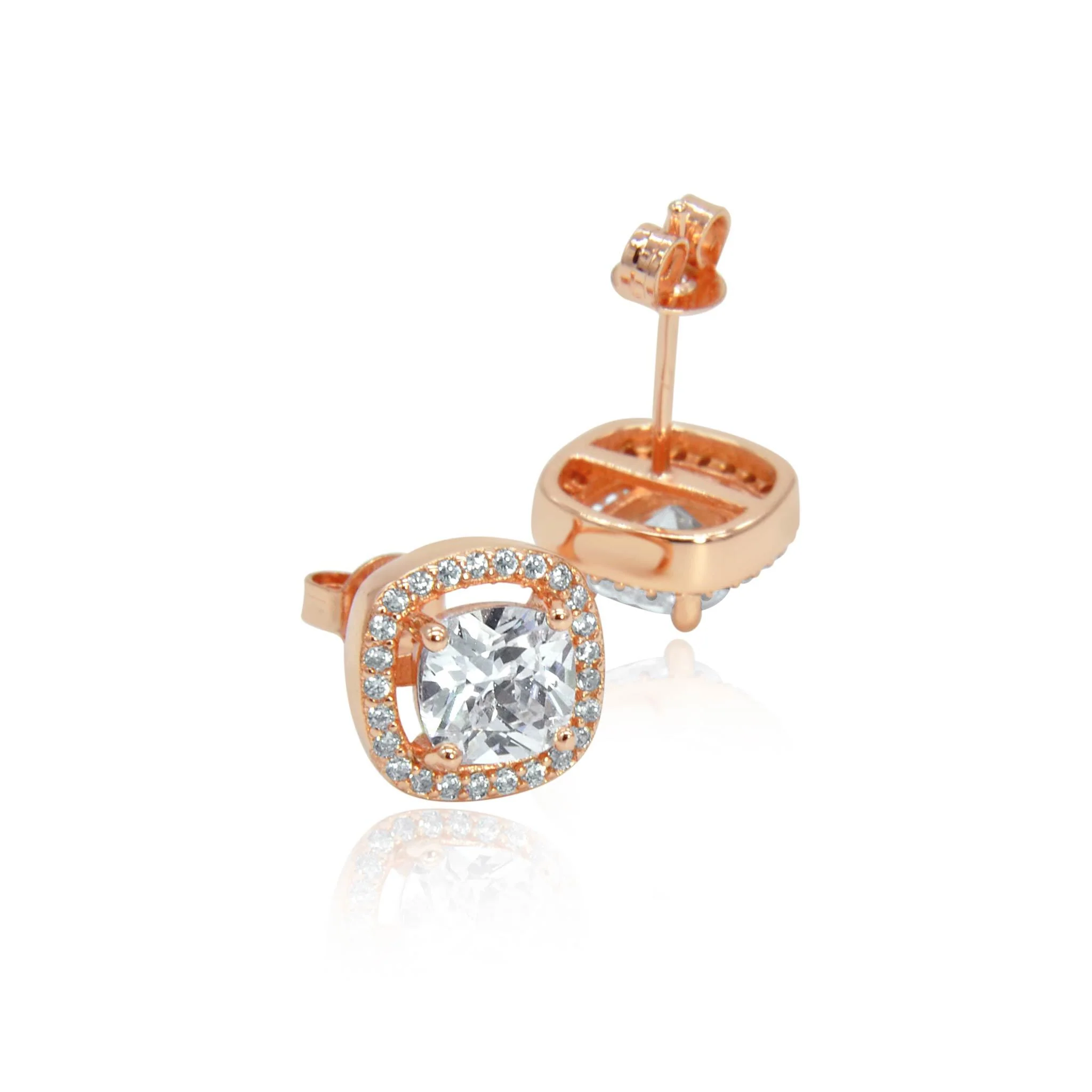 Rose gold effect crystal stud earrings Harper - Image 5
