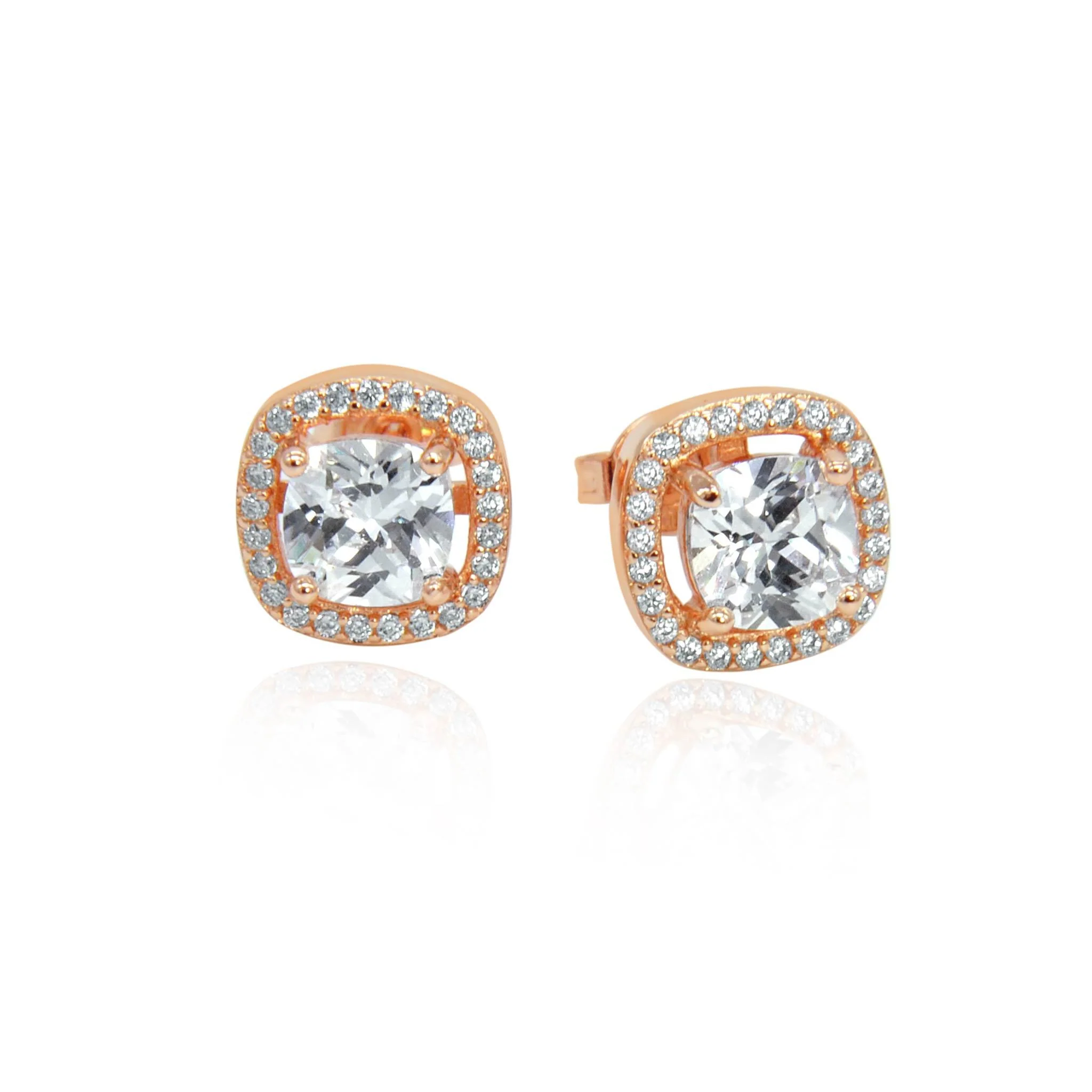 Rose gold effect crystal stud earrings Harper - Image 6