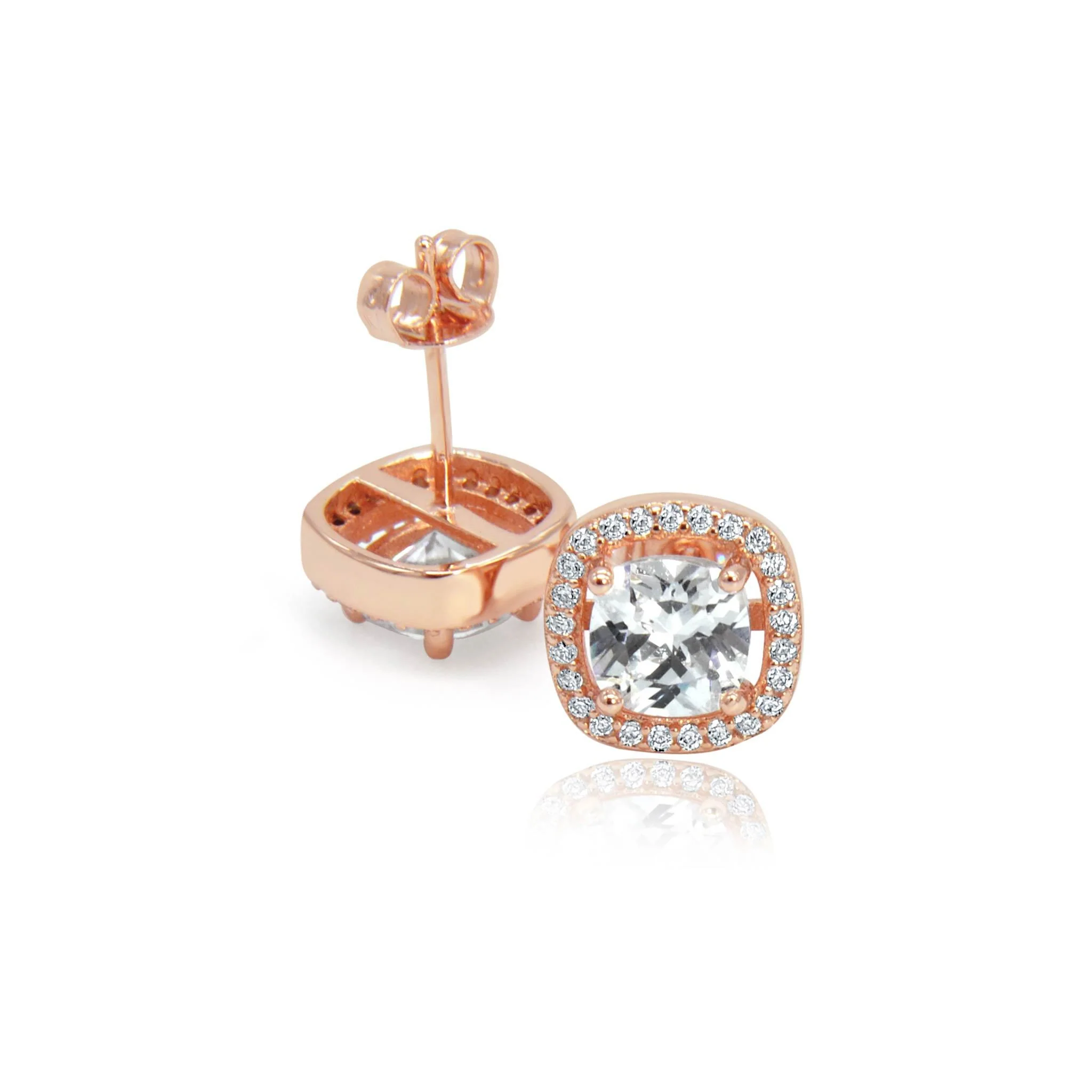 Rose gold effect crystal stud earrings Harper - Image 7
