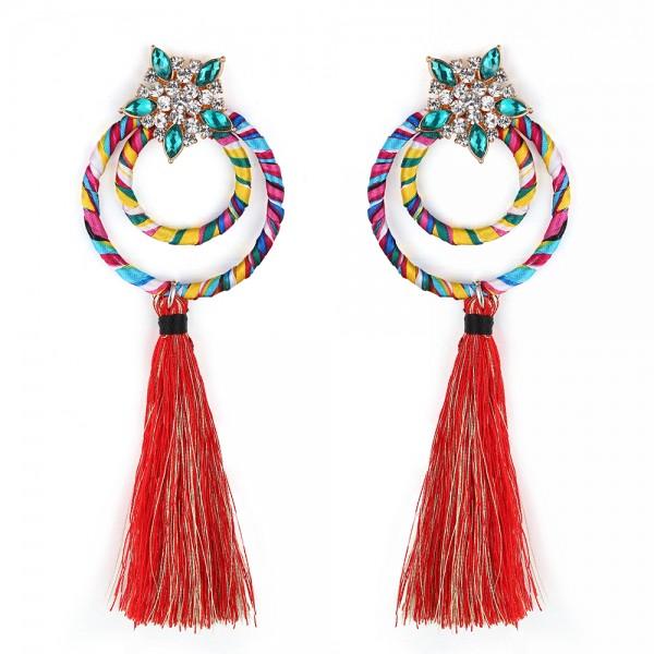 Seniorita multi coloured tassel earrings
