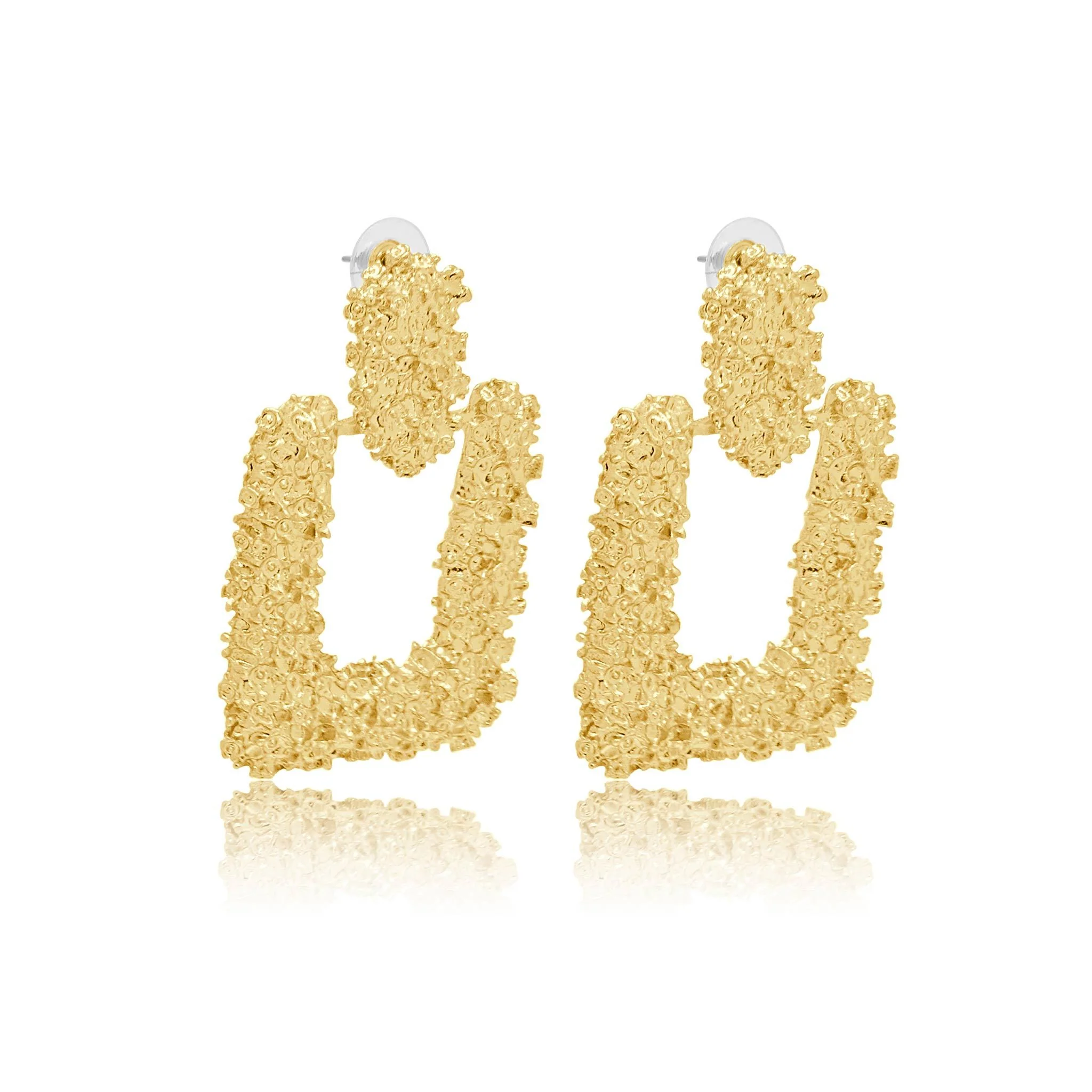 Serena textured gold effect statement earrings - Image 4