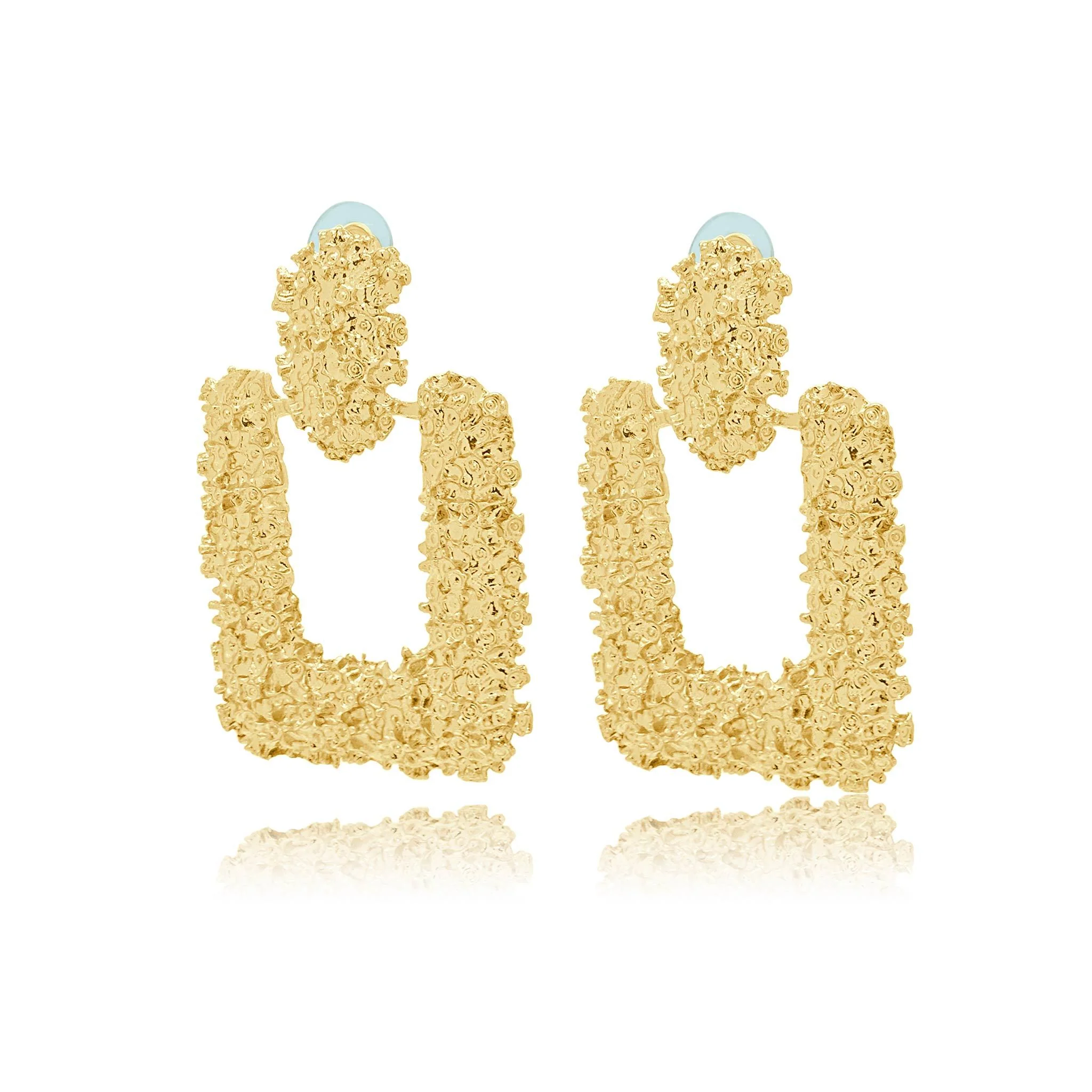 Serena textured gold effect statement earrings - Image 5