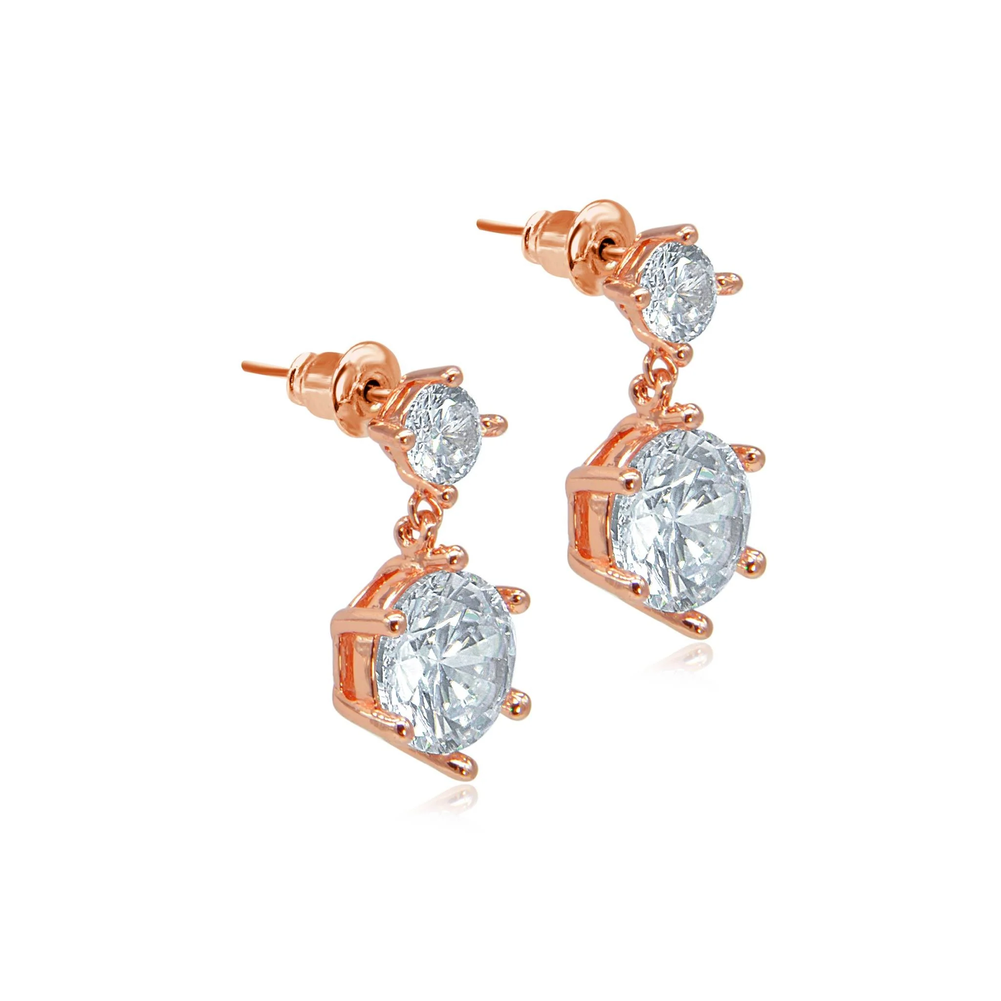 Shine bright rose gold effect crystal drop earrings - Image 3